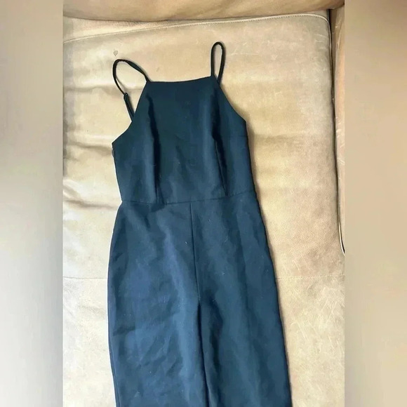 French Connection Womens Black Square-Neck Tapered Leg Crop Jumpsuit Size 4 - Picture 5 of 13
